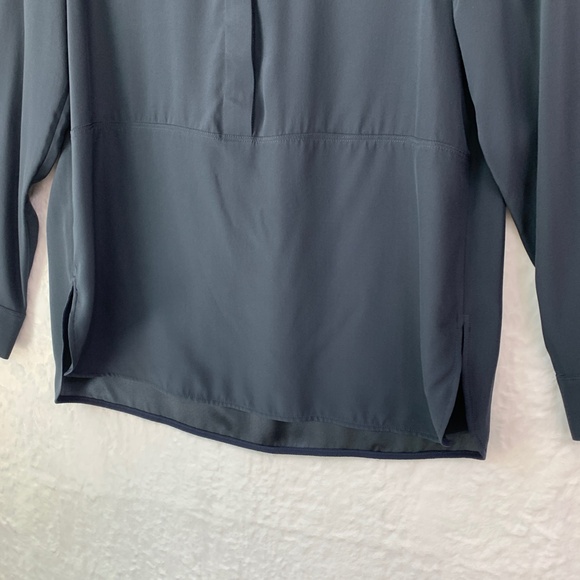 Lafayette 148 Long Sleeve Half Button Beaded Collar Silk Popover Blouse Sz M - Picture 7 of 16